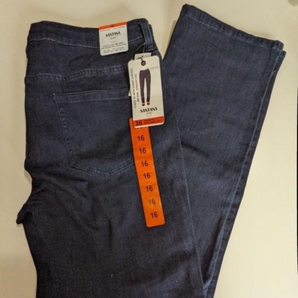 Santana Slimming Tummy Control Jeans Slim Leg Mid Rise Size 16 Blue inseam 31